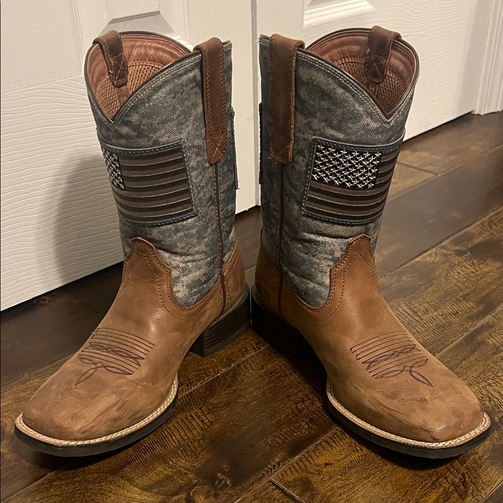 EUC Ariat Sport Patriot Wide Square Toe Cowboy Boot Size 7D